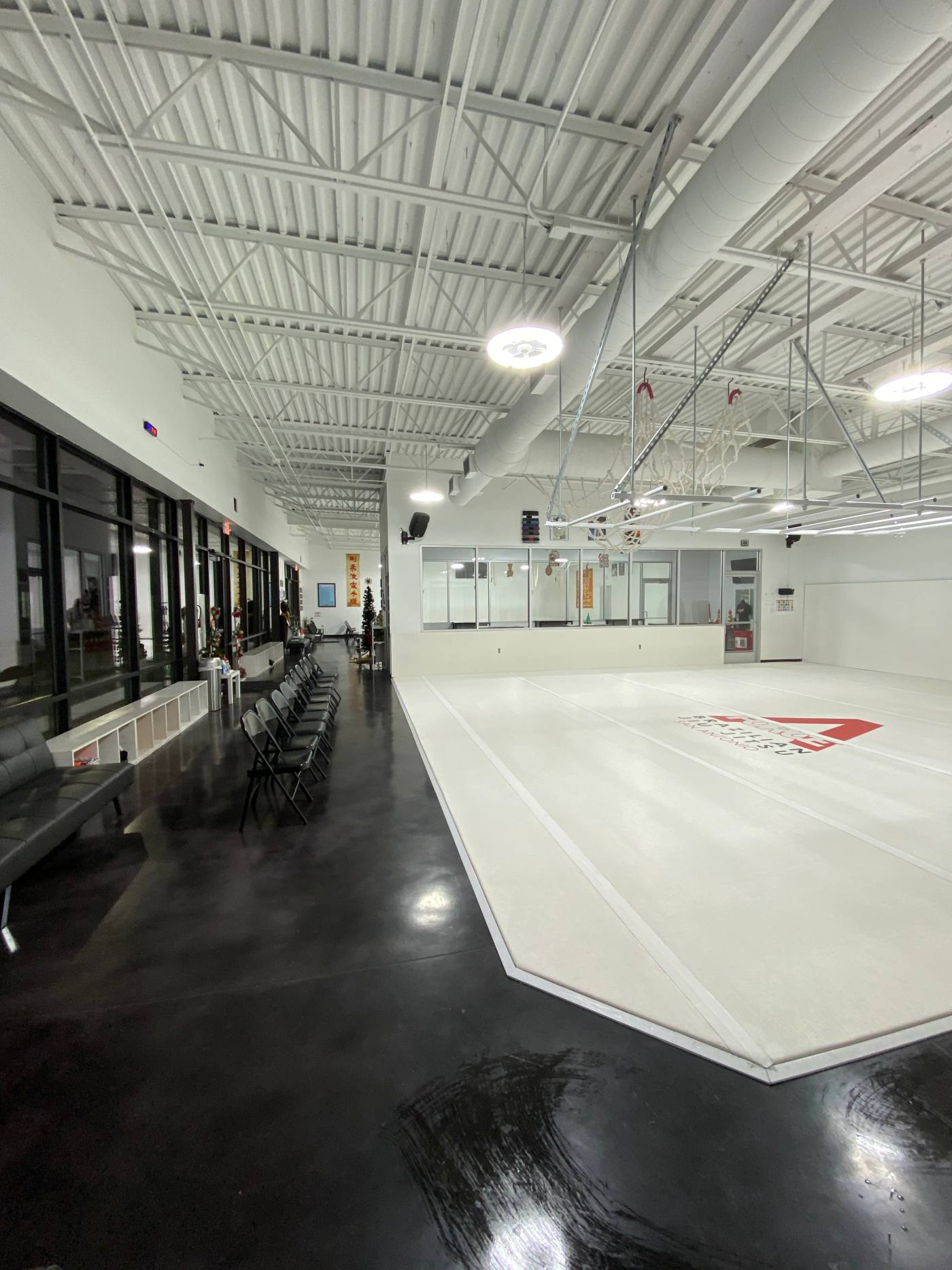 A wide facility floor after cleaning